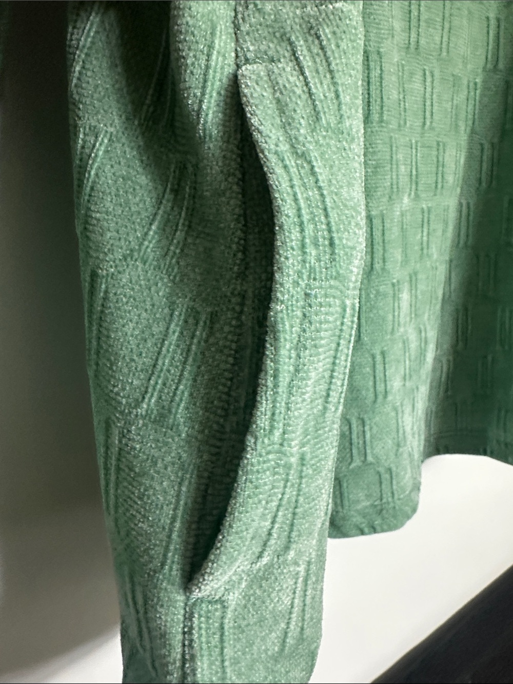 Denin & Co Mint/Sage Green Quarter-Zip Textured Pullover Sweater Size LP - Picture 8 of 15
